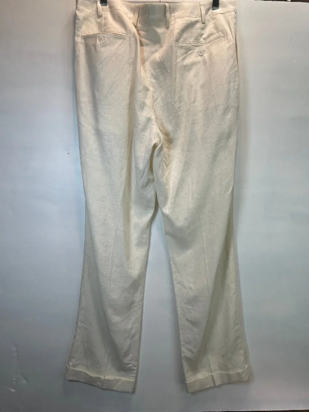 Alan Flusser 36x32 100% Linen Ivory Wide Leg Dress Pants Old Money Coastal Class